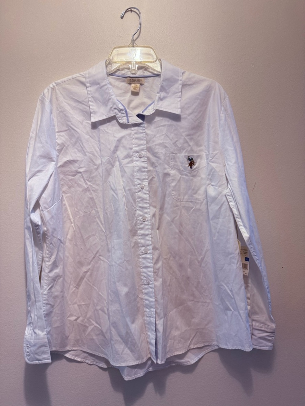 U.S. Polo Assn. White Button-Up Dress Shirt with Chest Pocket Logo